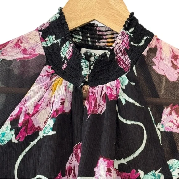 A.L.C. VENETIA TOP Black Floral Blouse - Picture 5 of 13